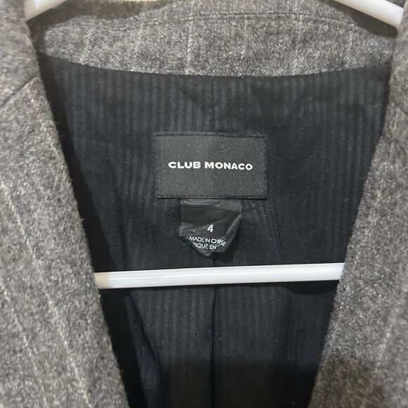 Club Monaco Short Blazer Jacket Pinstripe Career Ladies Women's 4 Wool Corpcore - Picture 3 of 8